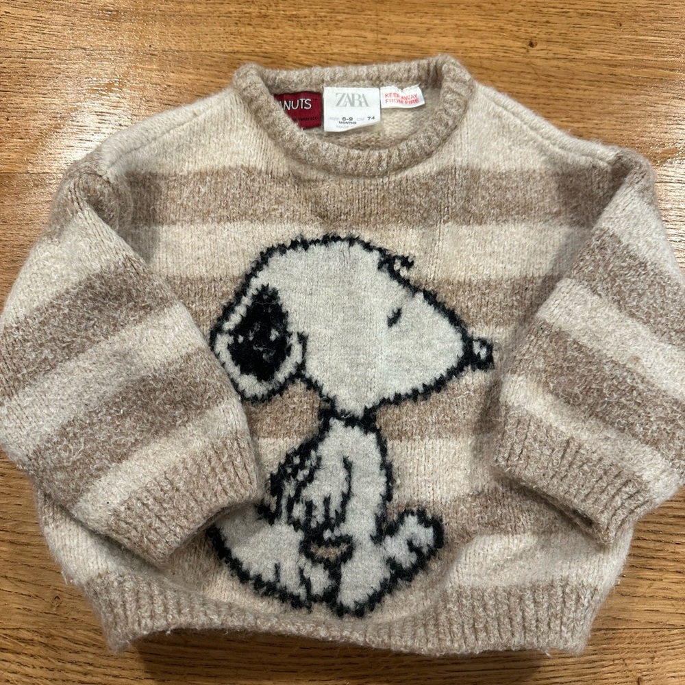 Zara Beige and Brown Snoopy Sweater
